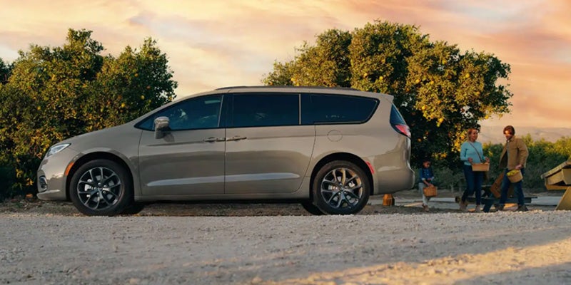 Grey Chrysler Pacifica at Sunset